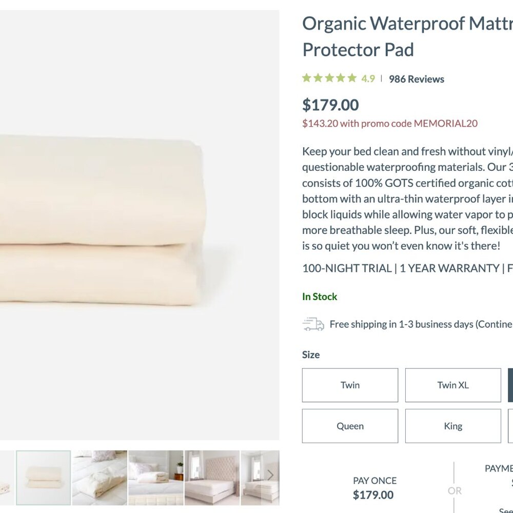 NATUREPEDIC Organic Waterproof Mattress Protector